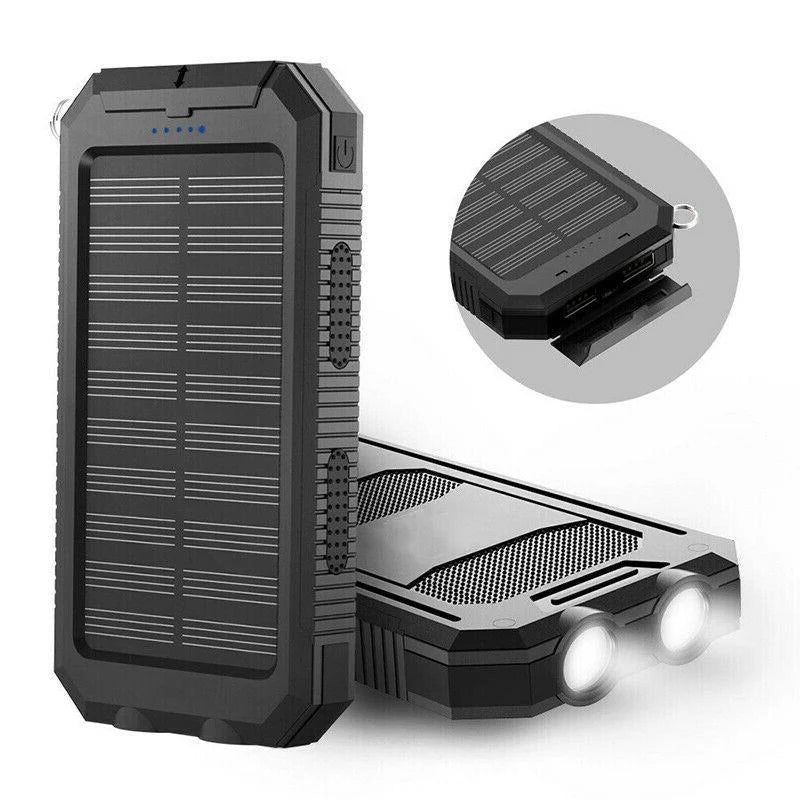 Solar Power Bank | Dual USB & Integrated LED | IP44 Water-Resistant