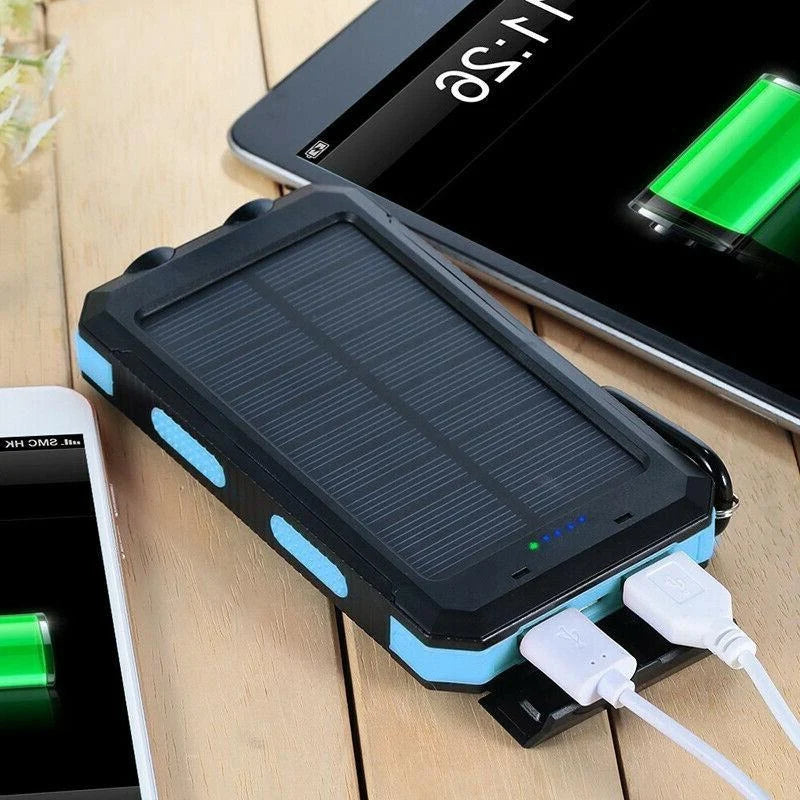 Solar Power Bank | Dual USB & Integrated LED | IP44 Water-Resistant