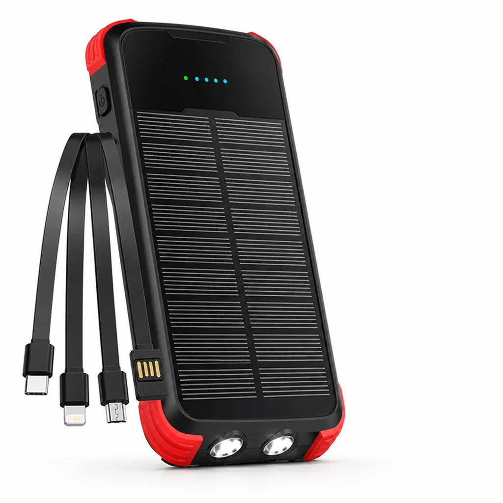 Solar Power Bank | High-Capacity & Integrated Multi-Tip Cables | 20,000/40,000 mAh