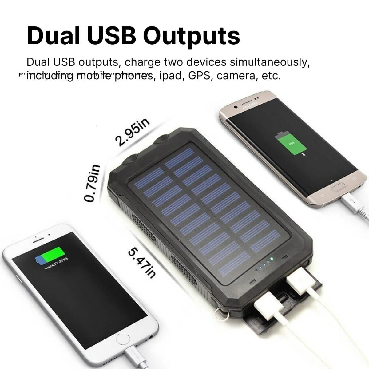 Solar Power Bank | Solar Charging & Dual USB Ports | IP44 Water-Resistant