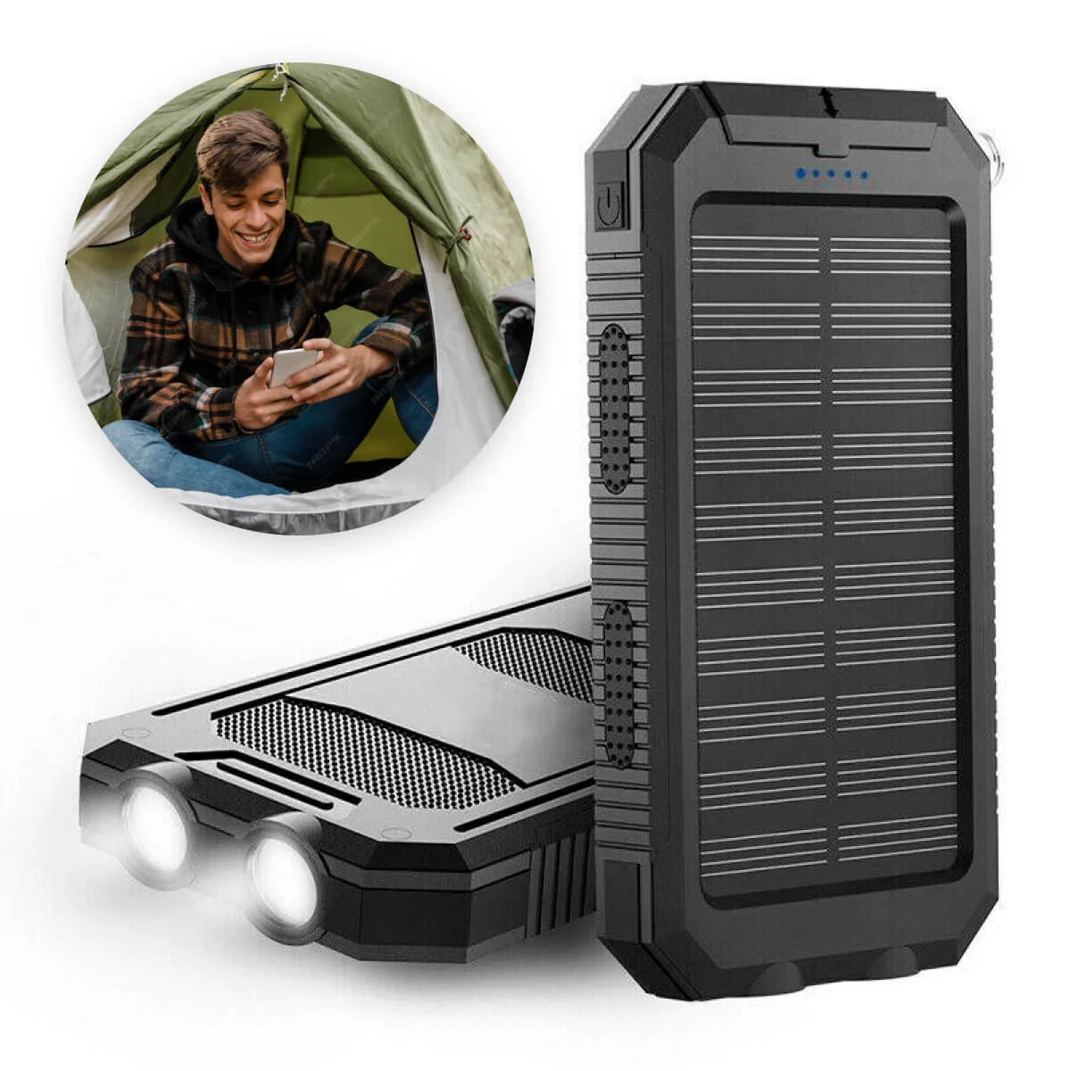 Solar Power Bank | Solar Charging & Dual USB Ports | IP44 Water-Resistant