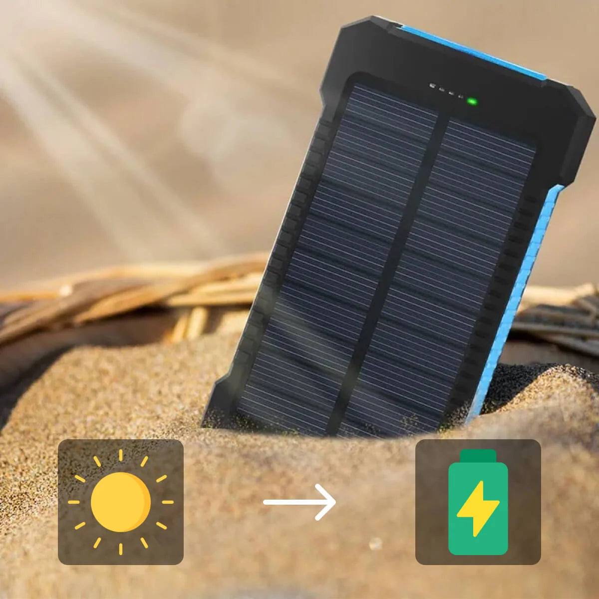 Solar Power Bank | Solar Charging & Dual USB Ports | IP44 Water-Resistant