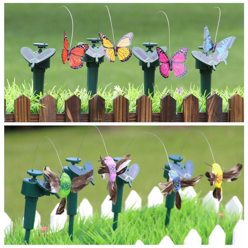 Garden Stake | Dancing Hummingbird & Butterfly | Solar with Battery Backup