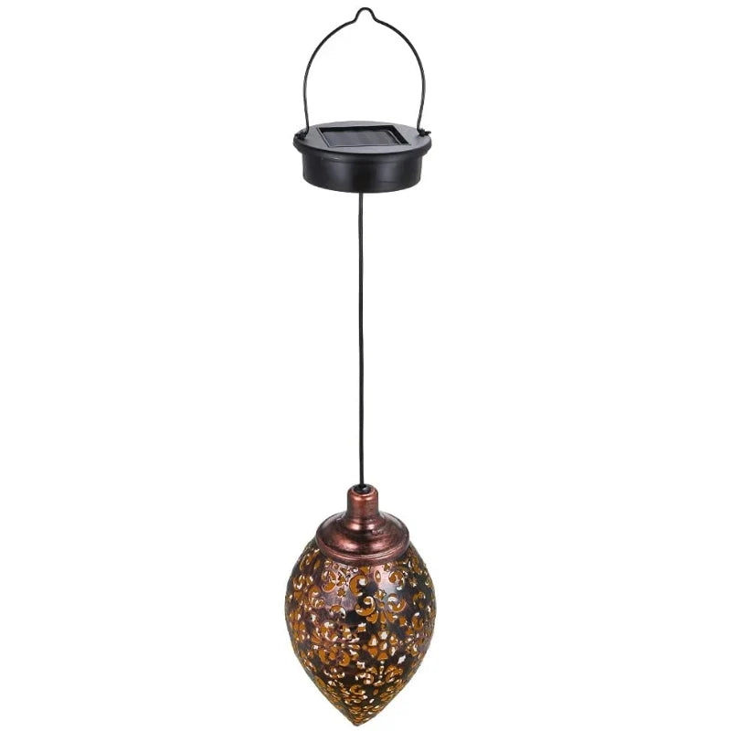 Hanging Lantern | Solar-Powered Iron Frame | Automatic Night Activation