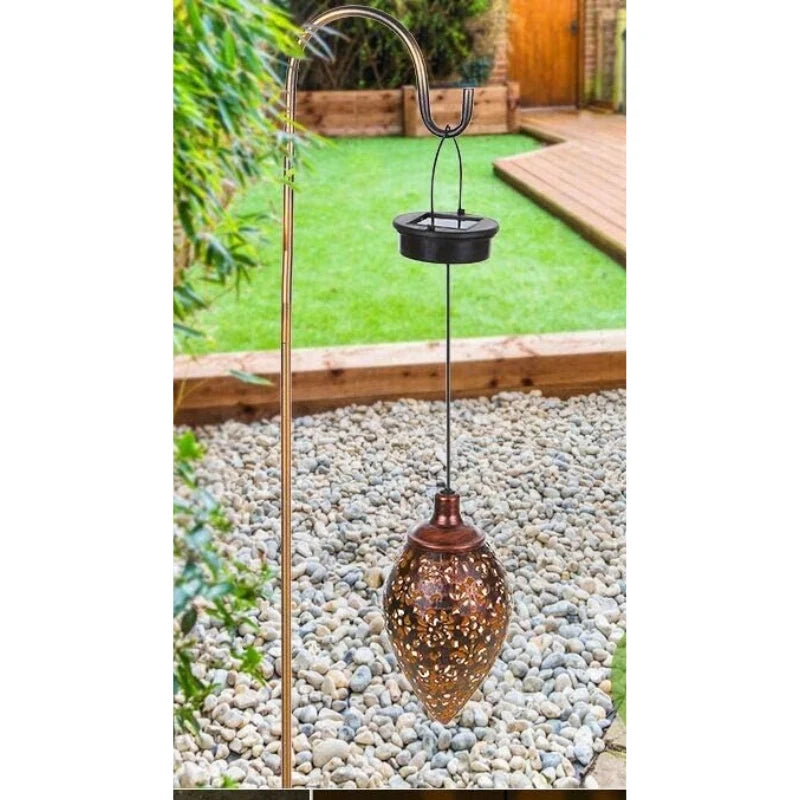 Hanging Lantern | Solar-Powered Iron Frame | Automatic Night Activation