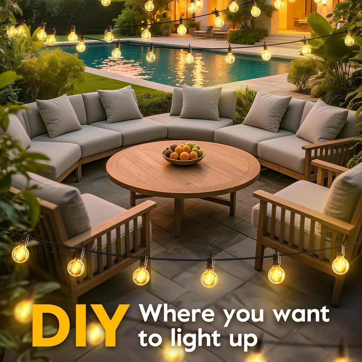 Solar String Lights | Solar-Powered & USB-C Charging | 38 Ft