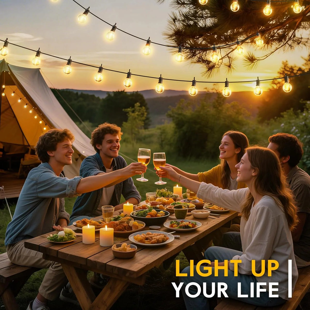 Solar String Lights | Solar-Powered & USB-C Charging | 38 Ft