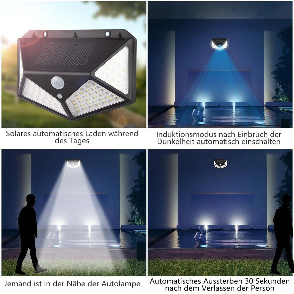 Solar Wall Light | 100-LED Motion Sensor & Weatherproof