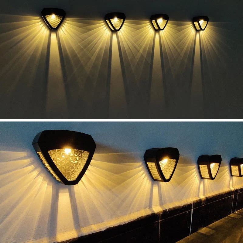 Solar Wall Light | Egyptian Pattern Glass & Solar-Powered