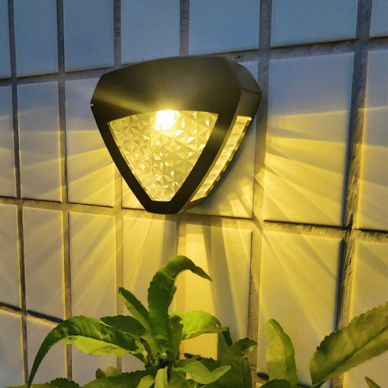 Solar Wall Light | Egyptian Pattern Glass & Solar-Powered