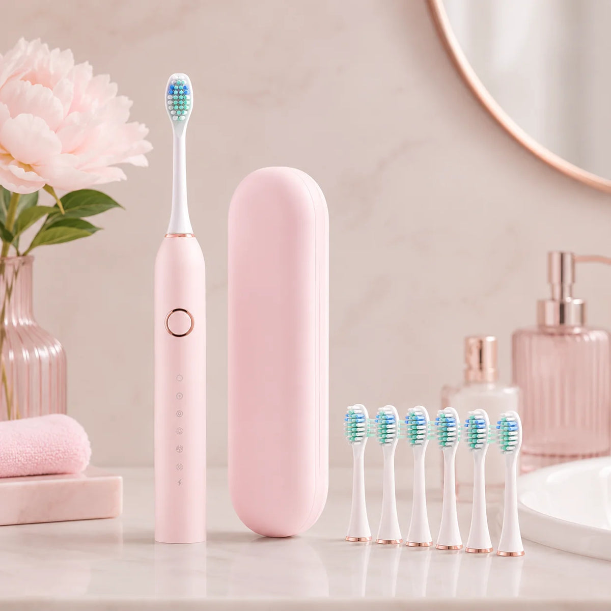Sonic Electric Toothbrush | Rechargeable & Waterproof | With Brush Heads & Storage Box