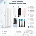 Sonic Electric Toothbrush | Rechargeable & Waterproof | With Brush Heads & Storage Box
