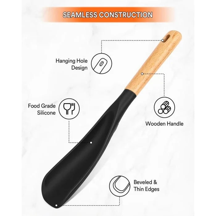 Spatula | Heat-Resistant Silicone & Wooden Handle