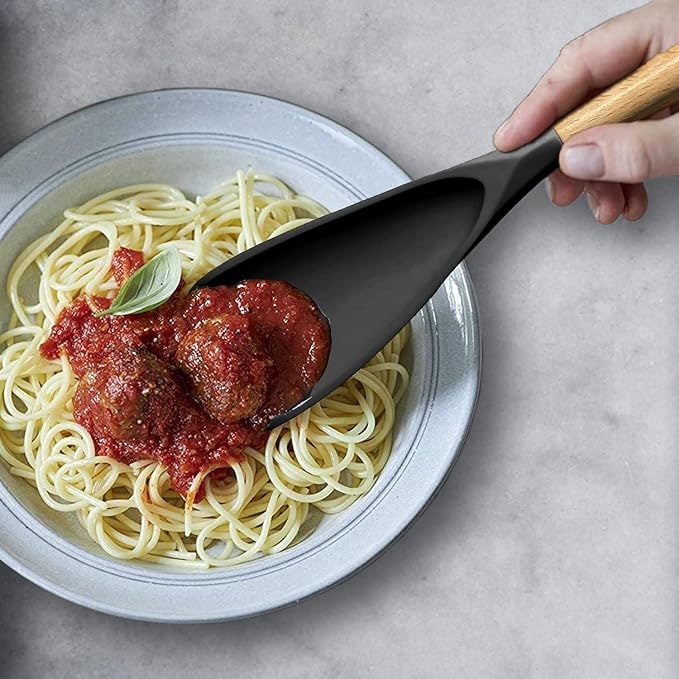 Spatula | Heat-Resistant Silicone & Wooden Handle