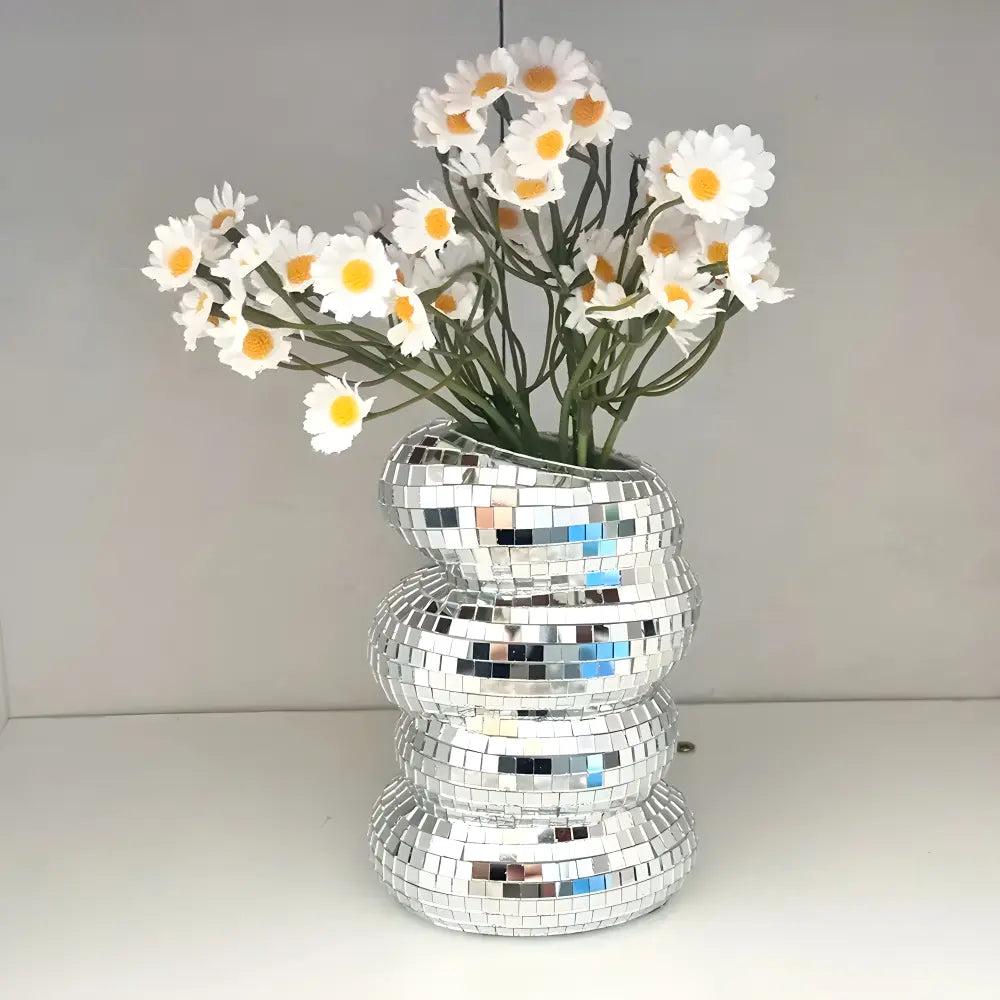 Spiegel-Fliesen-Vase | Spiralförmige Spiegel-Fliesen & Kompakte Fläche | 10 x 13,5 cm