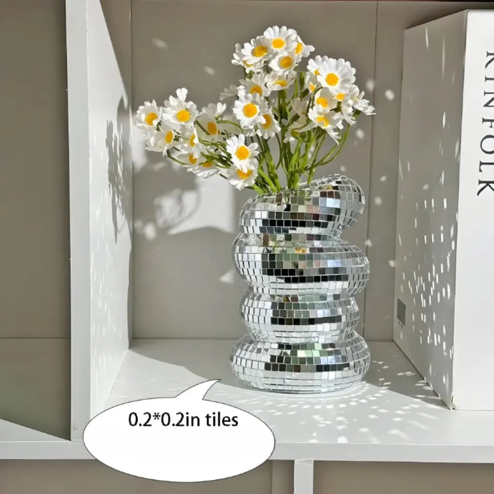Spiegel-Fliesen-Vase | Spiralförmige Spiegel-Fliesen & Kompakte Fläche | 10 x 13,5 cm