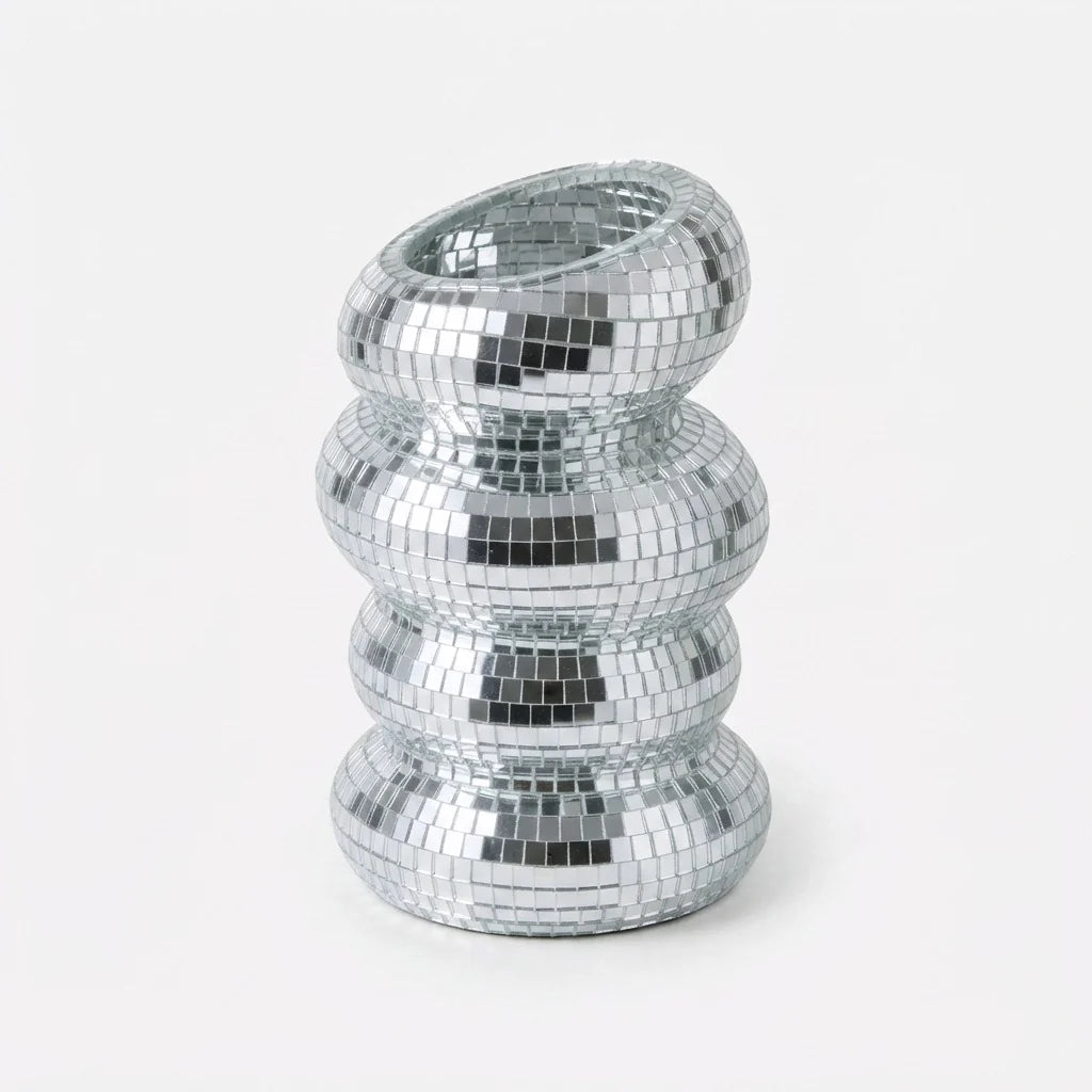 Spiegel-Fliesen-Vase | Spiralförmige Spiegel-Fliesen & Kompakte Fläche | 10 x 13,5 cm