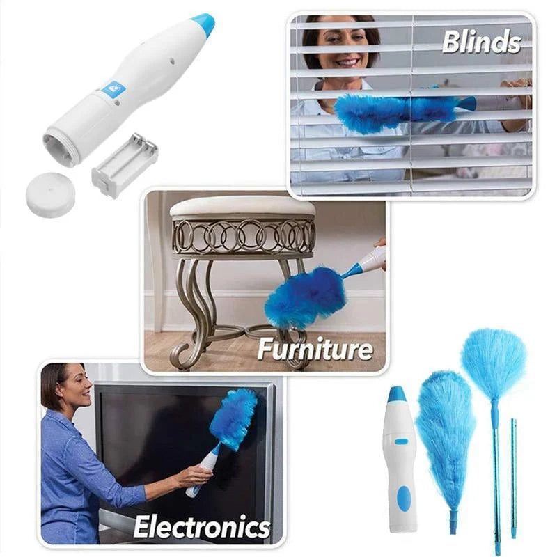 Spinning Duster | Rotating Microfiber Head | 2 Interchangeable Heads