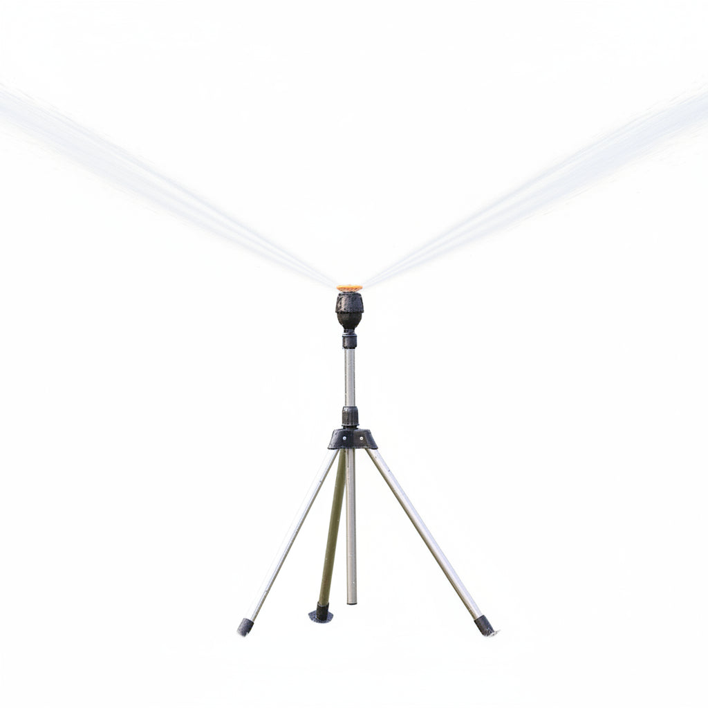 Garden Sprinkler | 360° Rotating Head | Stainless Steel Tripod