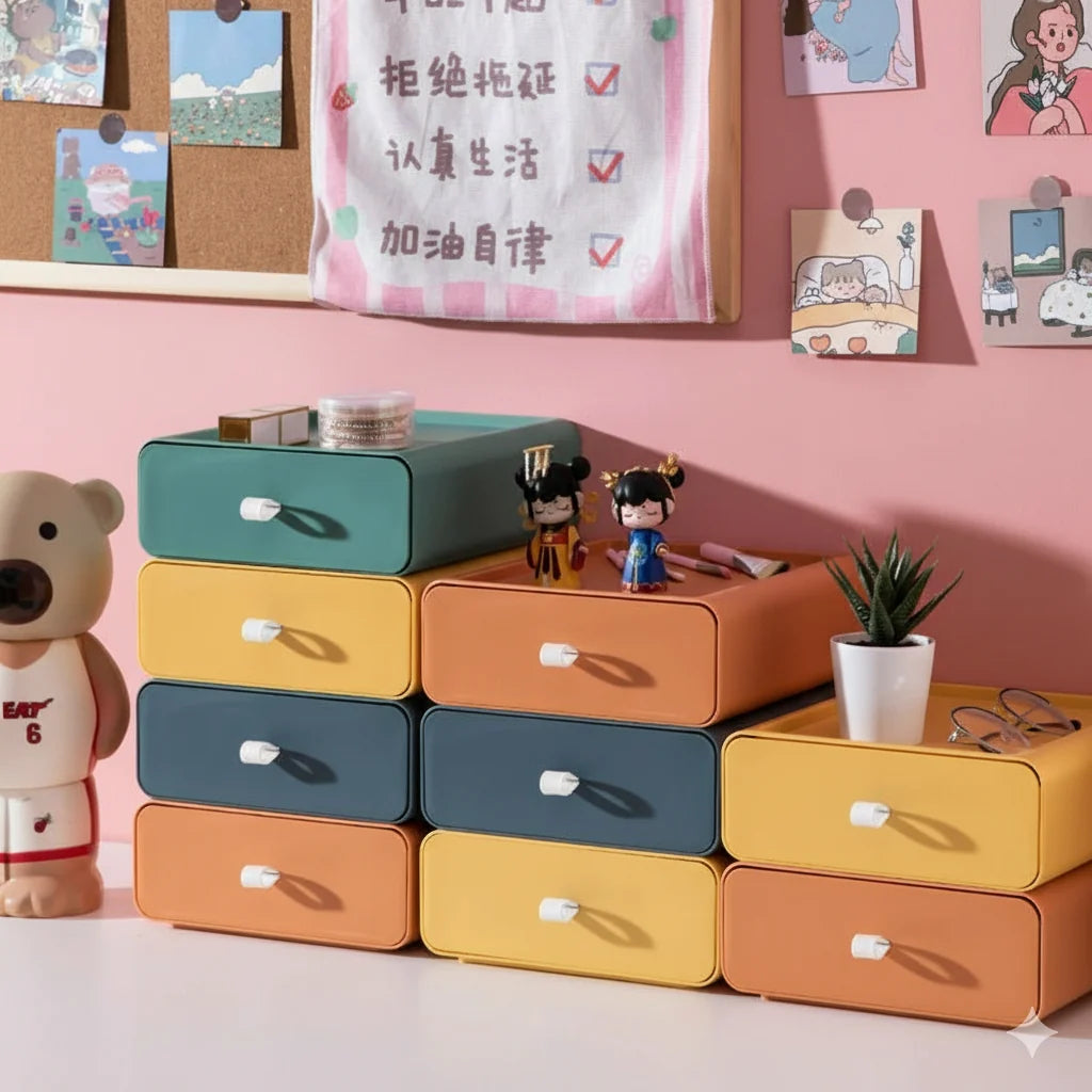Stackable Storage Boxes | Pull-Out Drawer & Tray Top