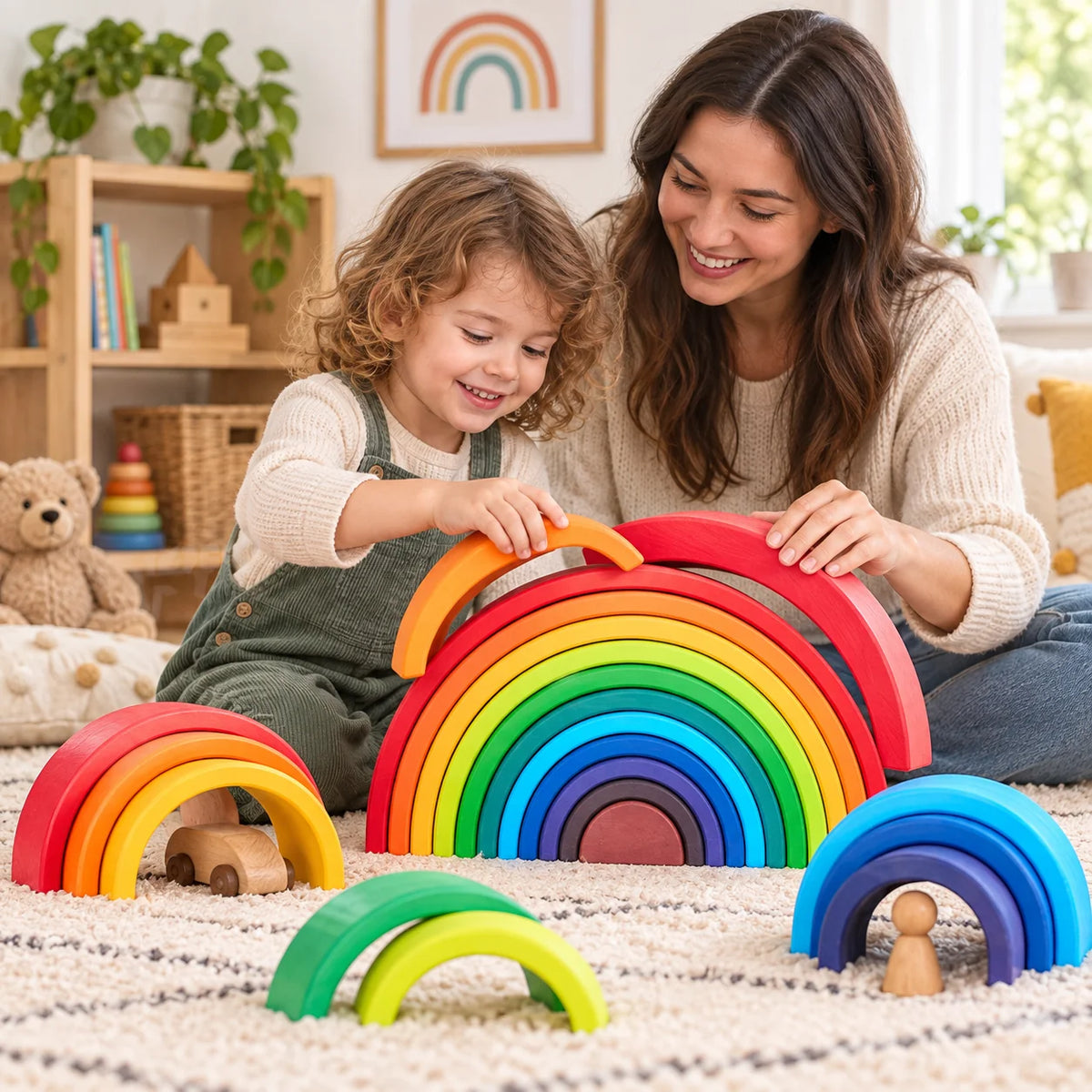 Stacking Arches | Colorful Wooden Montessori-Inspired | Set of 12
