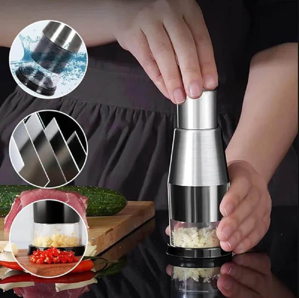 Vegetable Chopper | Stainless Steel Zigzag Blade | Integrated Bowl Base