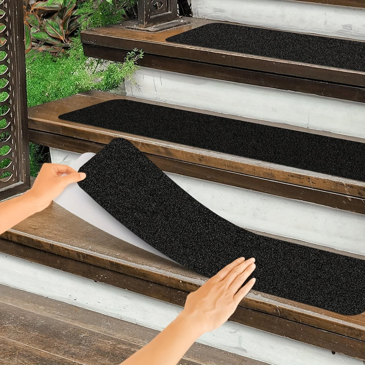 Stair Tread Strips | 80-Grit High Traction & Weatherproof Rubber | Pack of 10