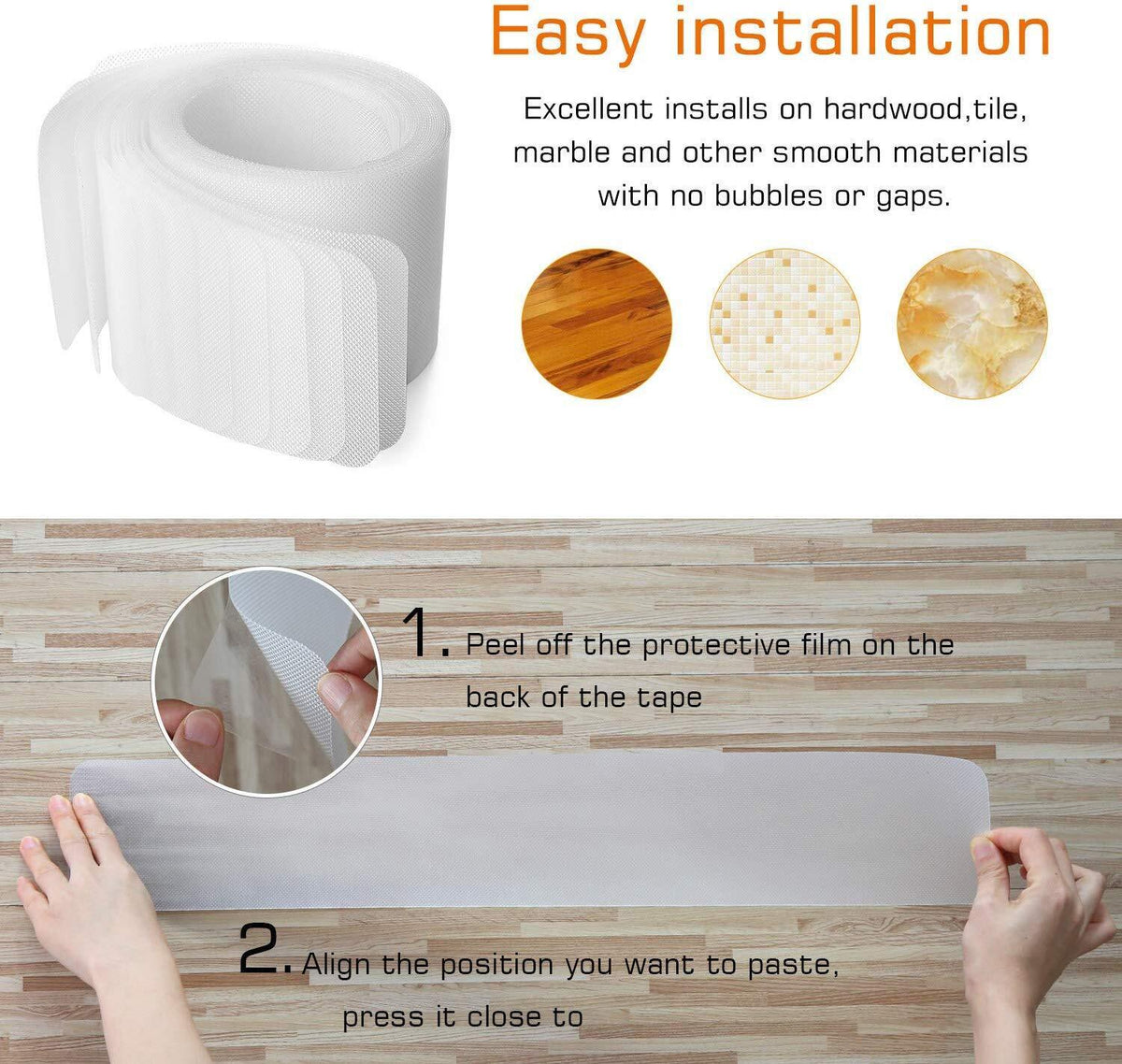 Stair Treads | Clear Anti-Slip | 10 x 61 cm