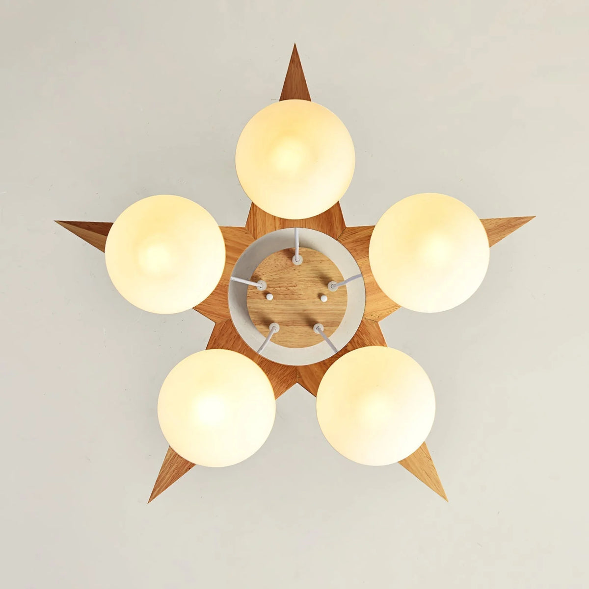 Star Chandelier | Wooden Body & Glass Shade | 25 & 55 cm Diameter