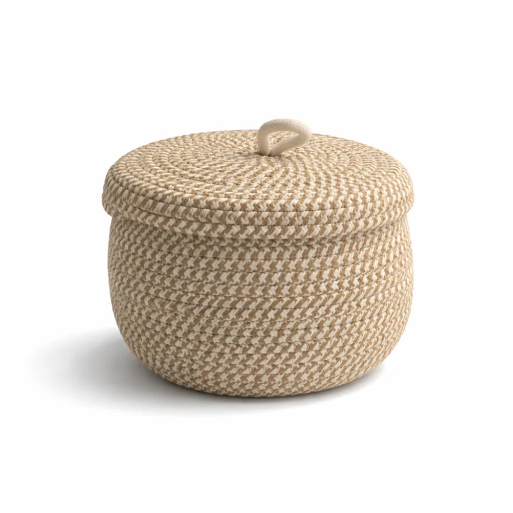 Storage Basket | Jute & Cotton With Lid