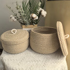 Storage Basket | Jute & Cotton With Lid