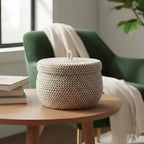 Storage Basket | Jute & Cotton With Lid