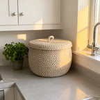 Storage Basket | Jute & Cotton With Lid