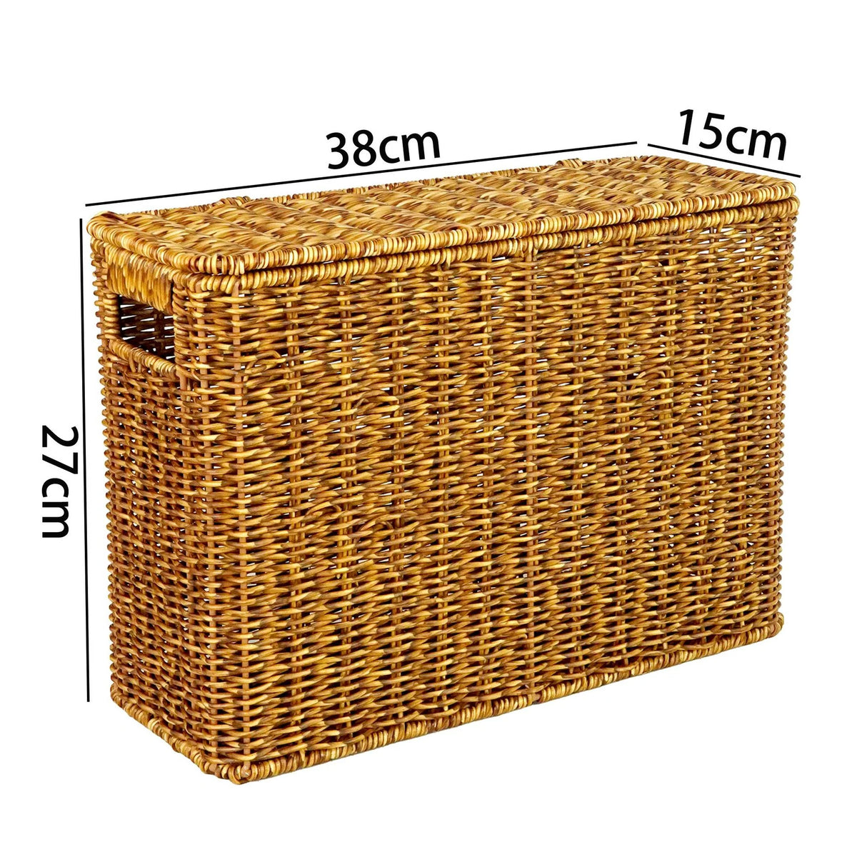 Storage Basket | Natural Handwoven & Built-In Handles | 38 x 15 x 26 cm