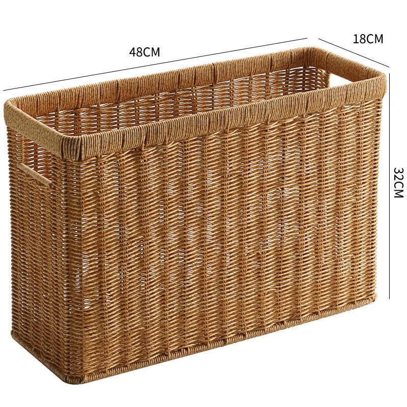 Storage Basket | Natural Handwoven & Built-In Handles | 38 x 15 x 26 cm