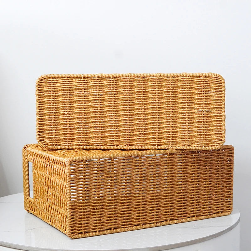 Storage Basket | Natural Handwoven & Built-In Handles | 38 x 15 x 26 cm