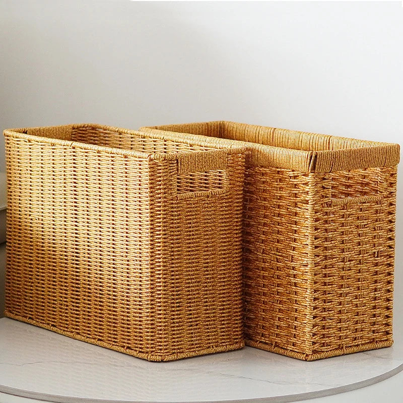 Storage Basket | Natural Handwoven & Built-In Handles | 38 x 15 x 26 cm