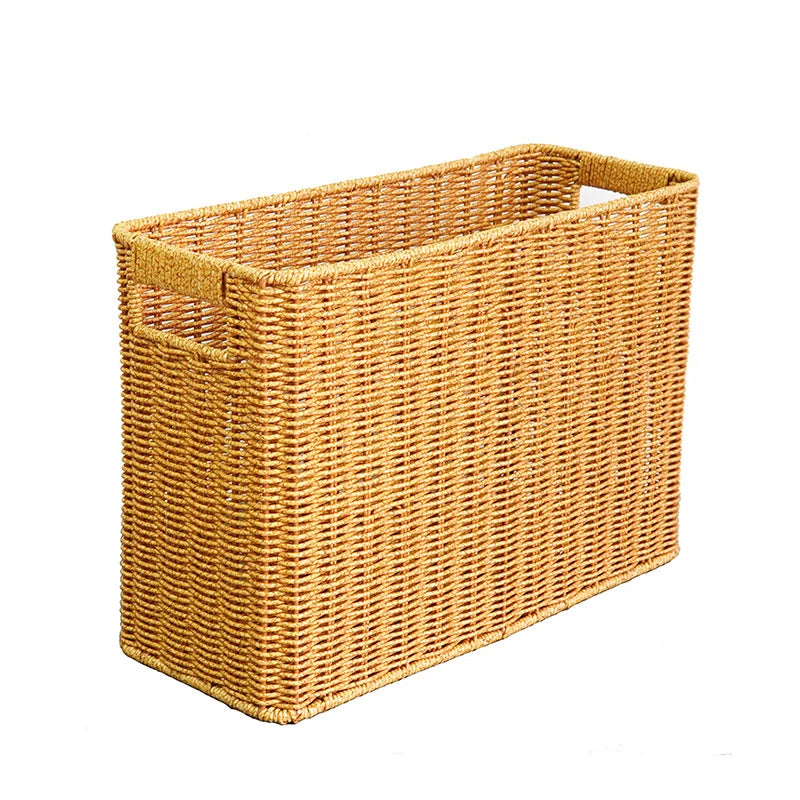 Storage Basket | Natural Handwoven & Built-In Handles | 38 x 15 x 26 cm