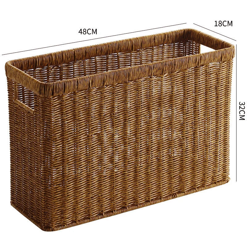 Storage Basket | Natural Handwoven & Built-In Handles | 38 x 15 x 26 cm