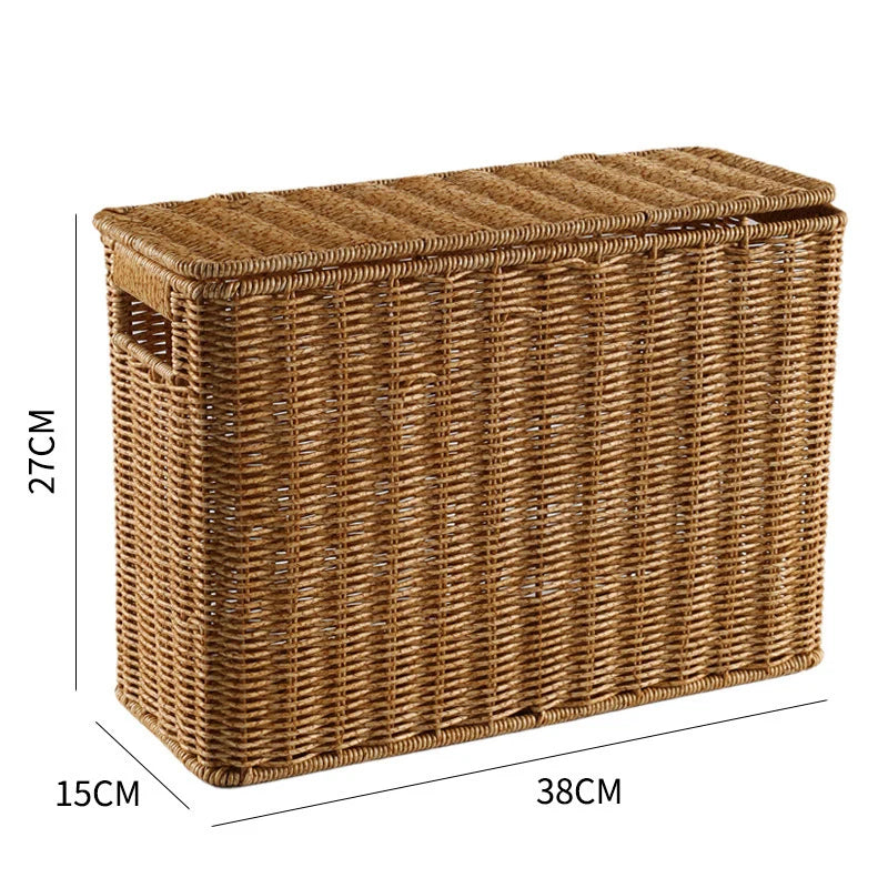 Storage Basket | Natural Handwoven & Built-In Handles | 38 x 15 x 26 cm