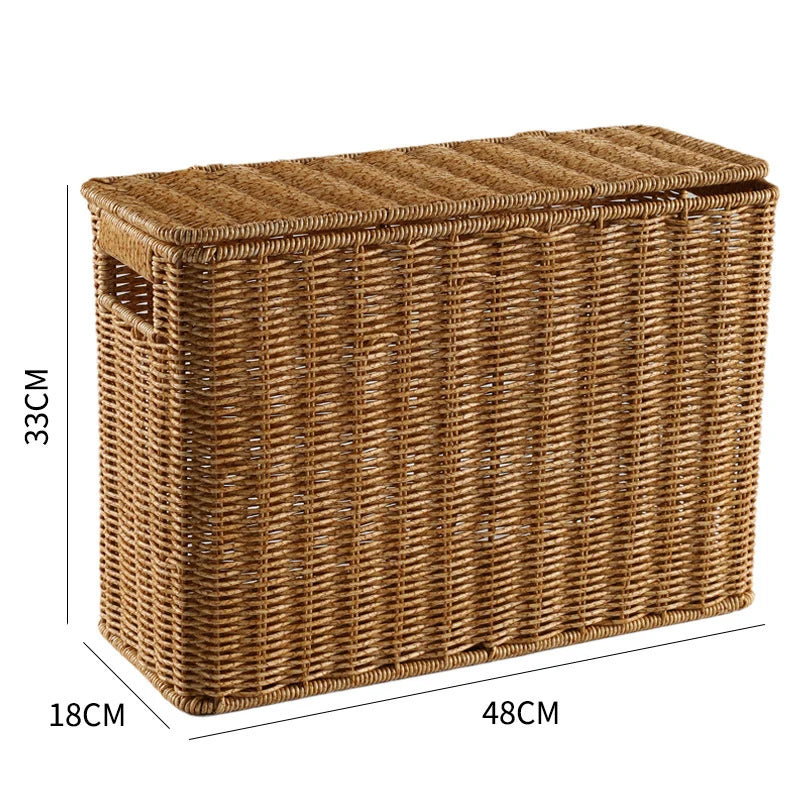 Storage Basket | Natural Handwoven & Built-In Handles | 38 x 15 x 26 cm