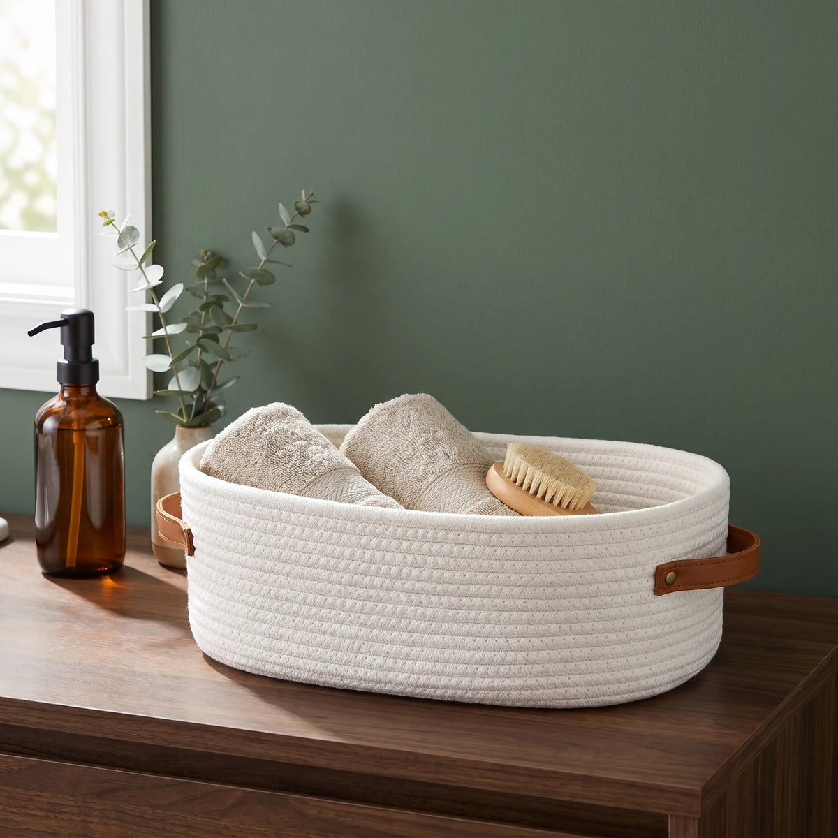 Storage Basket Set | Oval Woven Cotton Rope | Set of 2