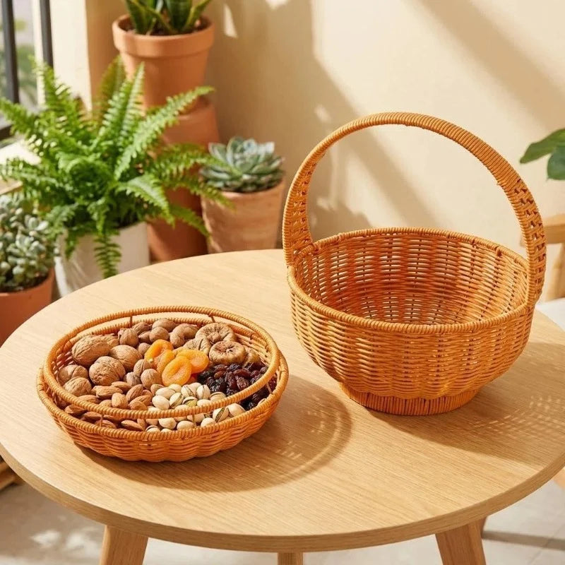 Storage Basket | Woven Natural Fiber & Sturdy Handle | 24 x 28 cm