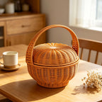 Storage Basket | Woven Natural Fiber & Sturdy Handle | 24 x 28 cm