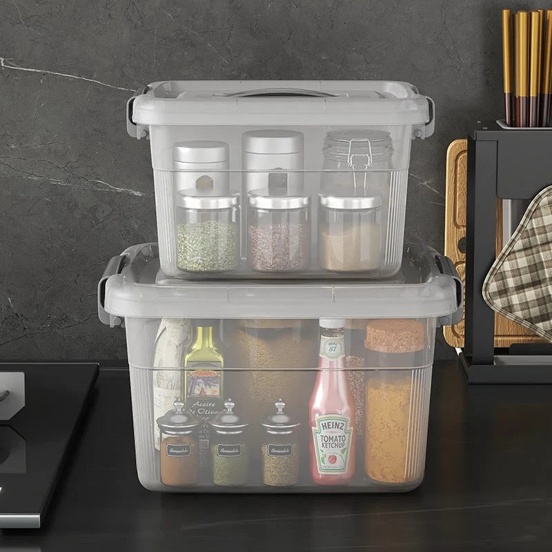 Storage Bin | Secure Latching Lid & Recessed Handle | Stackable Design