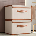 Storage Box | Foldable & Stackable | Leather Handles & Lid