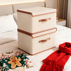 Storage Box | Foldable & Stackable | Leather Handles & Lid