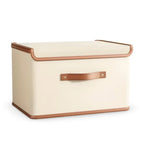 Storage Box | Foldable & Stackable | Leather Handles & Lid