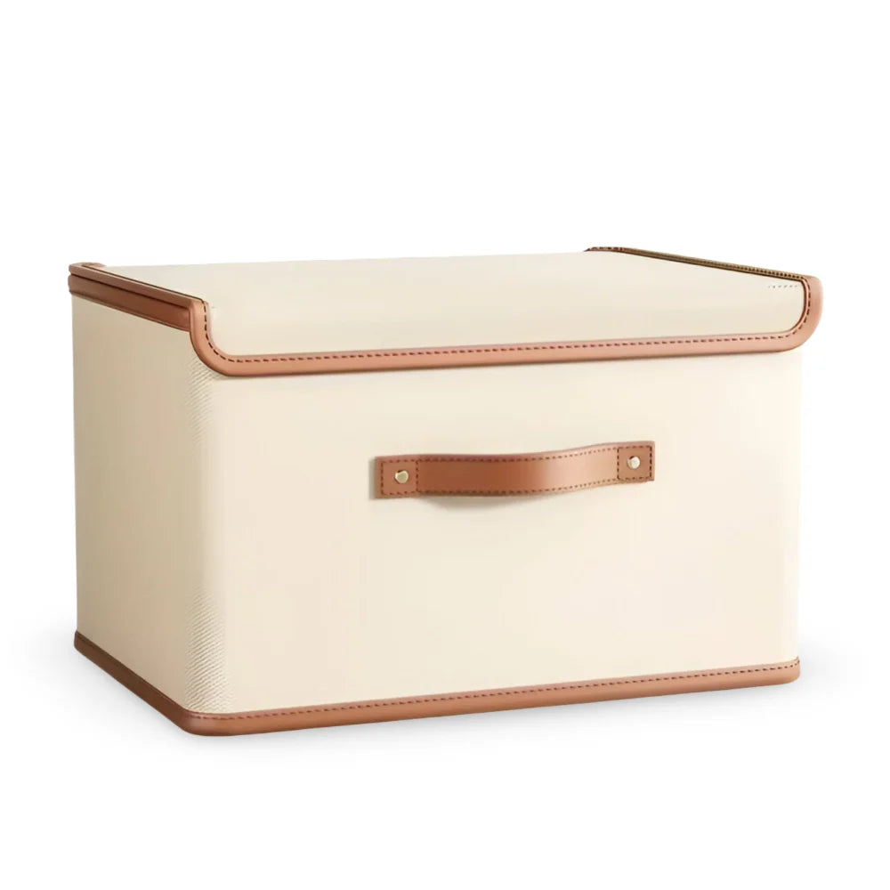 Storage Box | Foldable & Stackable | Leather Handles & Lid