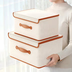 Storage Box | Foldable & Stackable | Leather Handles & Lid
